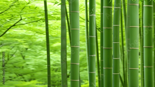 Dense green bamboo forest in daylight