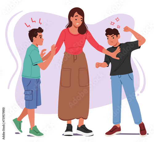 Mother Mediates, Fostering Understanding, Teaching Compromise. Encourages Empathy, Guiding Aggressive Kids