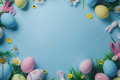 Happy Easter Eggs Basket butterflies. Bunny in faith filled message flower Garden. Cute 3d easter rhododendron easter rabbit illustration. Easter marigolds card wallpaper handmade card