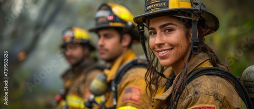 Latina firefighter, who lost her leg in the line of duty, stands proudly in uniform alongside her colleagues