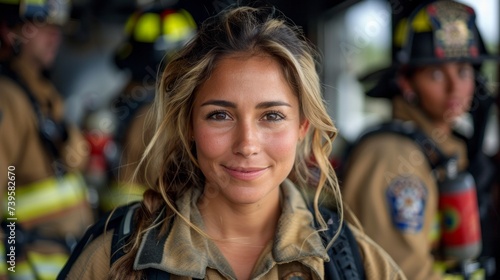 Latina firefighter, who lost her leg in the line of duty, stands proudly in uniform alongside her colleagues