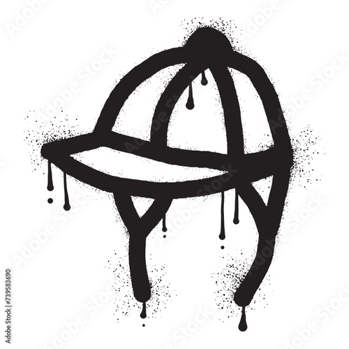Jockey hat graffiti with black spray paint