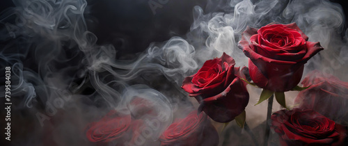 Flores rosas en humo, abstracción con humo. photo