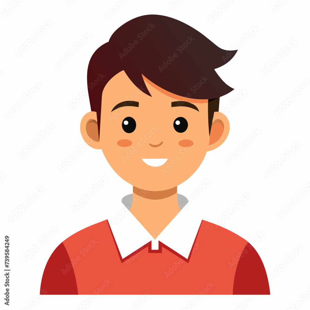 Portrait of a brown-haired schoolboy in a shirt. Vector illustration isolated on white. Portrait of a brown-haired schoolboy in a shirt. Vector illustration isolated on white.