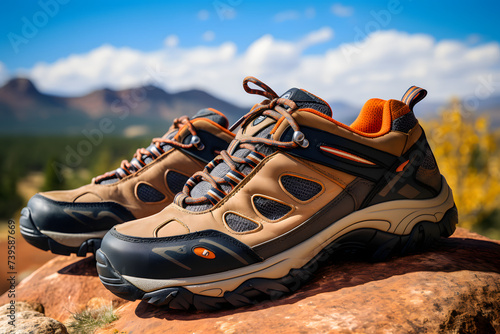 Trekking shoe, product photo of a trakking shoe, make sport, go on a trek with trekking shoes © MrJeans