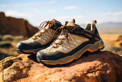 Trekking shoe, product photo of a trakking shoe, make sport, go on a trek with trekking shoes © MrJeans