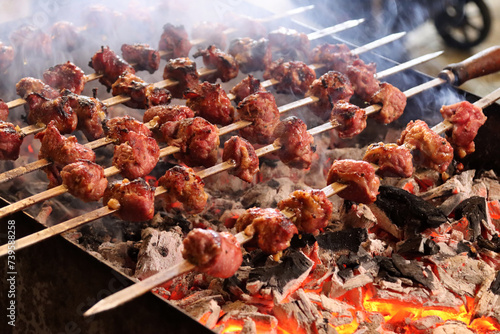 The famous bombette martinesi cooked on the barbecue. Pork rolls stuffed with canestrato pugliese or semi-aged caciocavallo, bacon or other cured meats, and flavored with parsley, salt and pepper