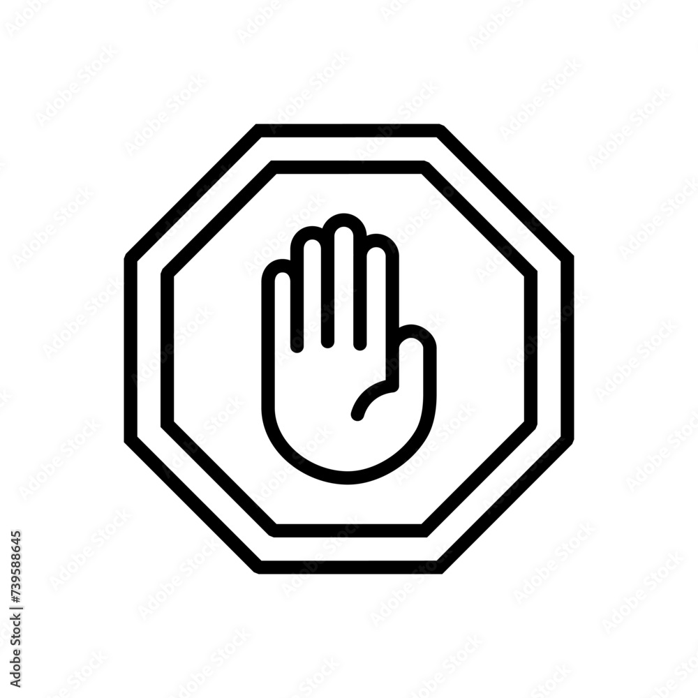 Stop icon vector. stop road sign. hand stop icon vector Stop icon vector. stop road sign. hand stop icon vector