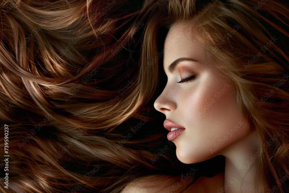 Glamorous woman with healthy and beautiful brown hair posing as a fashion model with long flowing hair Glamorous woman with healthy and beautiful brown hair posing as a fashion model with long flowing hair