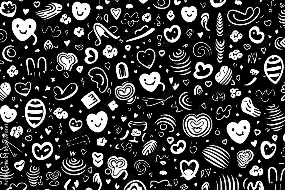 happy doodle art vector pattern happy doodle art vector pattern