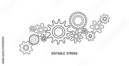 Cogwheels outline set vector design. Gears set graphic to use in technology, business, mechanics and engineering projects. 