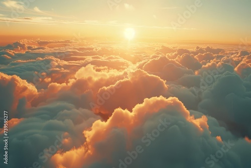 Aerial view of clouds from a plane window Offering a unique perspective on the sky's vast beauty and tranquility photo