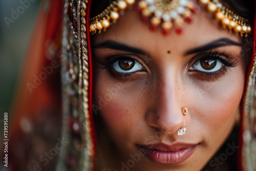 Happy Indian bride in a beautiful portrait photo