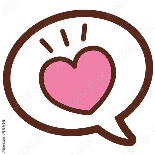 cute kawaii speech bubble with heart