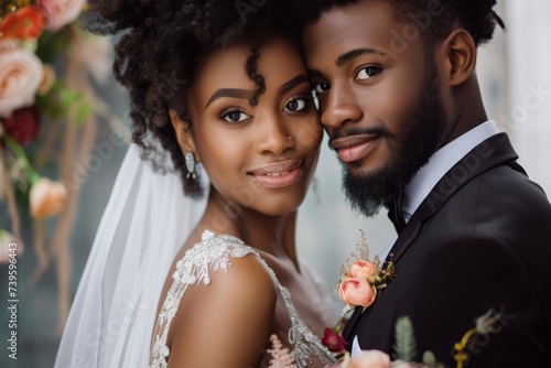 Newly married couple of African American descent