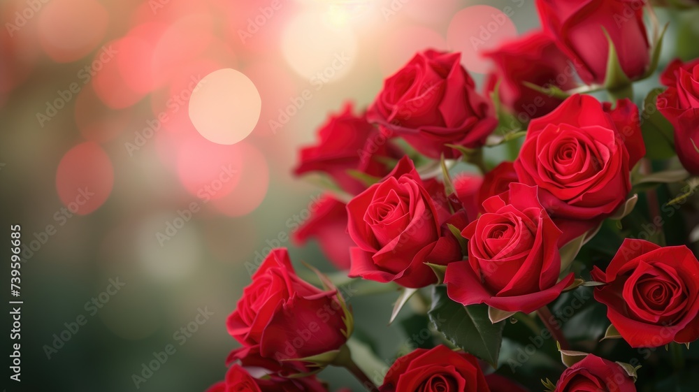 Obraz premium Bouquet of vibrant red roses with soft bokeh
