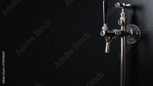 Polished draft beer taps on a dark background
