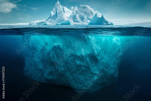 Iceberg Symbolizing Advanced Technology, symbolic, revealing, below, underwater © asura