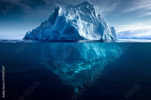 Iceberg Symbolizing Advanced Technology, symbolic, revealing, below, underwater © asura
