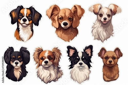 Dog portrait stickers featuring adorable small breeds like Chihuahua and French Bulldog. © B & G Media