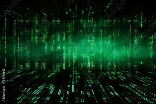 Dynamic Digital Data Stream - Abstract Green Computer Background