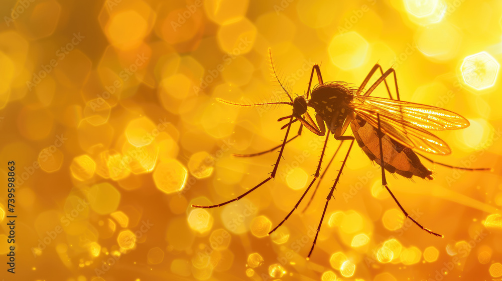 A mosquito in golden light with bokeh A mosquito in golden light with bokeh