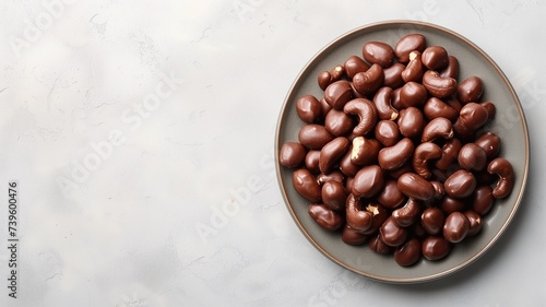 Chocolate-covered cashews on a plate