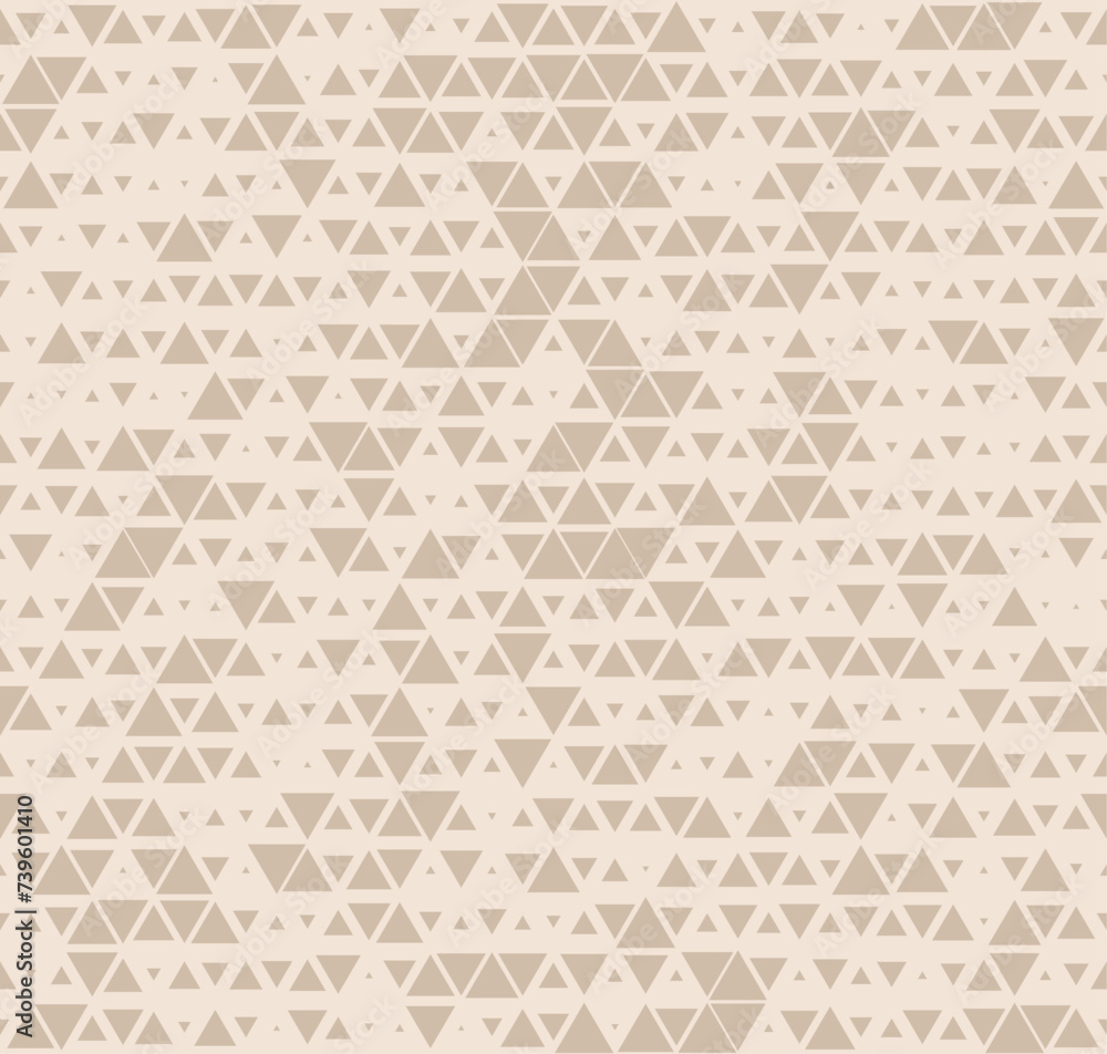 Subtle vector seamless pattern with small randomly scattered triangles. Stylish modern background with halftone effect, diamonds, grid. Beige minimal texture. Trendy repeat geo design for decor, print Subtle vector seamless pattern with small randomly scattered triangles. Stylish modern background with halftone effect, diamonds, grid. Beige minimal texture. Trendy repeat geo design for decor, print
