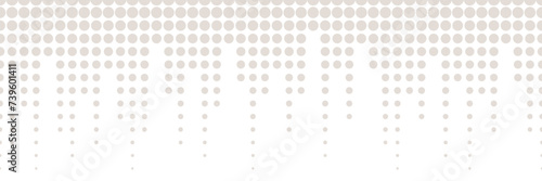 Vector seamless border. Simple minimal beige and white frame with dots, circles. Dynamic visual effect, illustration of sound waves, music. Techno geometric texture. Subtle repeatable funky background