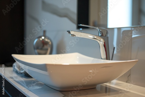 Modern spotless sink in bathroom