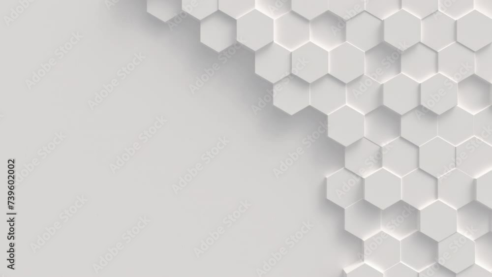 Abstract motion background from random moving hexagons, seamless loop animation
