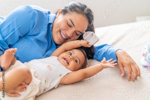 Joyful Playtime with Baby Girl and Mother