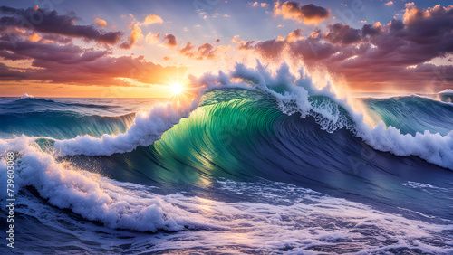 crest ocean waves sunset 23