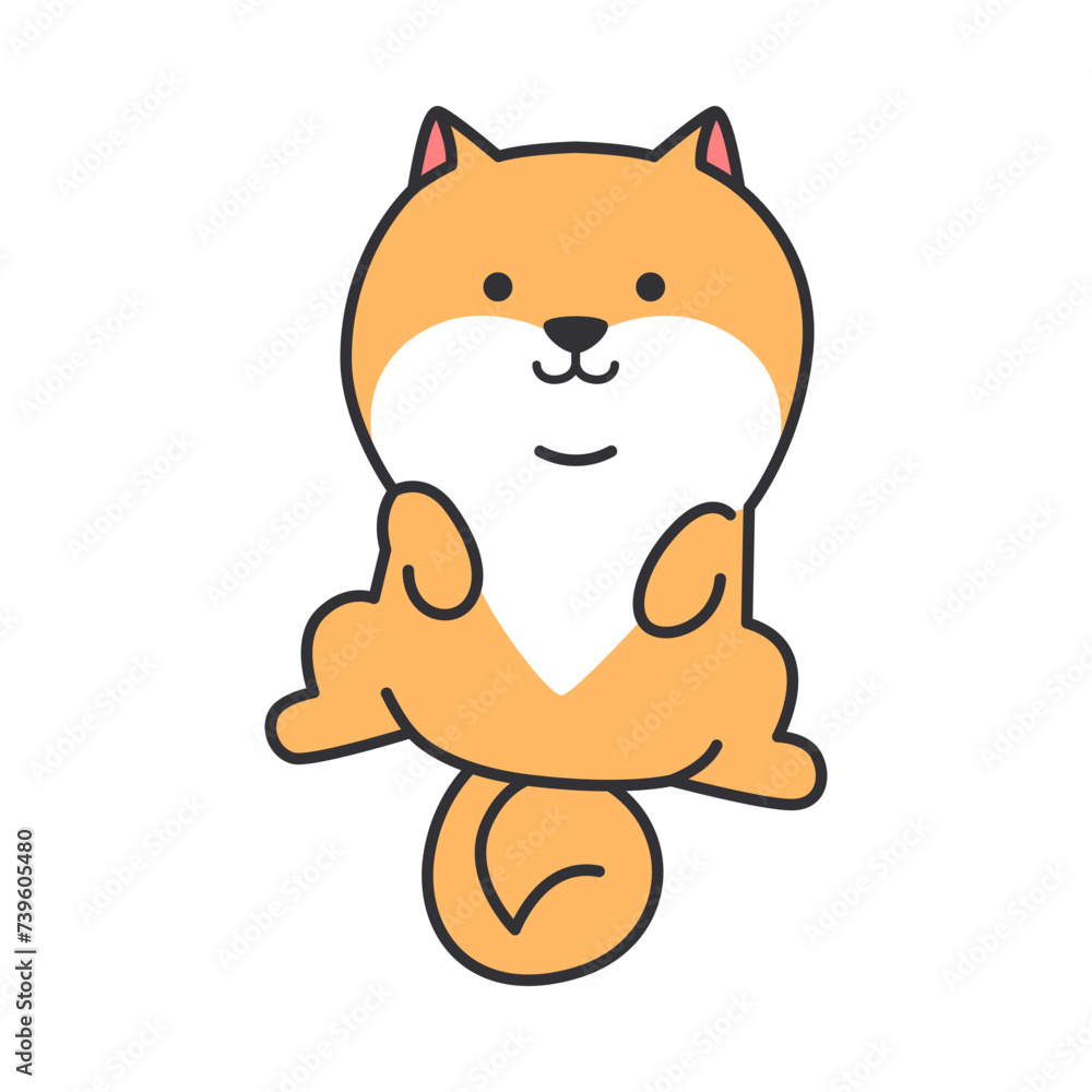 Obraz premium Cute pomeranian character. Vector illustration in doodle style.