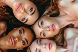 Group of Young Women Laying on Top of Each Other. Generative AI