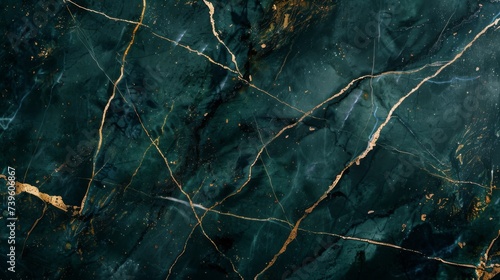 Luxurious Dark Green Marble Texture with Gold Veining.