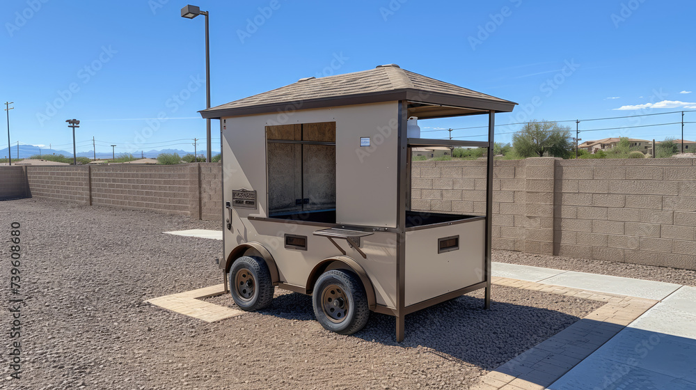 Taupe Disposal Cart at the Entrance of a Gated Community