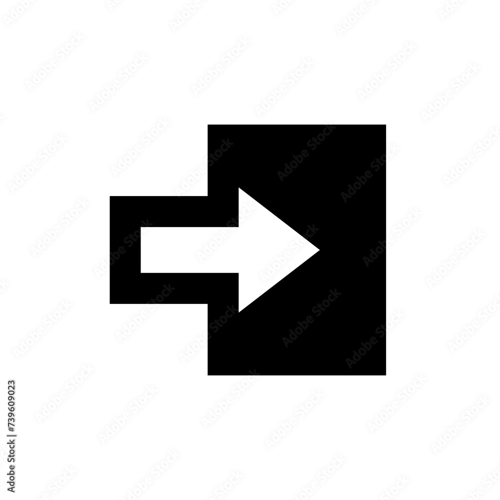 Icon input or output. Door with arrow, direction of movement. Access or registration symbol. Icon input or output. Door with arrow, direction of movement. Access or registration symbol.