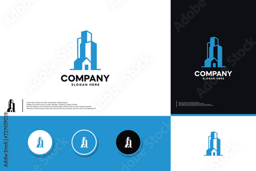 home building, modern building ,logo design template.