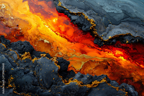 Lava explosions and fire background. Orange, red, and black smoke banner collection. Inferno flowing lava backdrop. Armageddon copy space for text, mobile, web, social by Vita