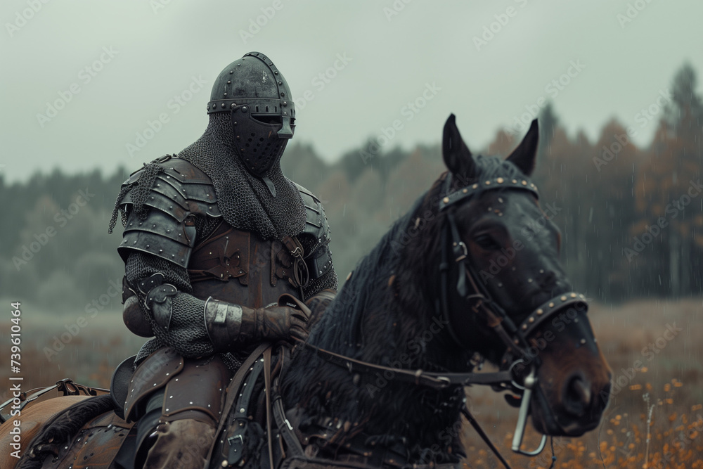 Medieval Knight on a Horse with Armor Medieval Knight on a Horse with Armor