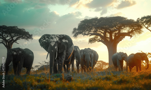 Experience the majesty of the African wilderness with the iconic silhouette of an elephant roaming the vast savannah, its majestic presence a testament to the untamed beauty of nature. 