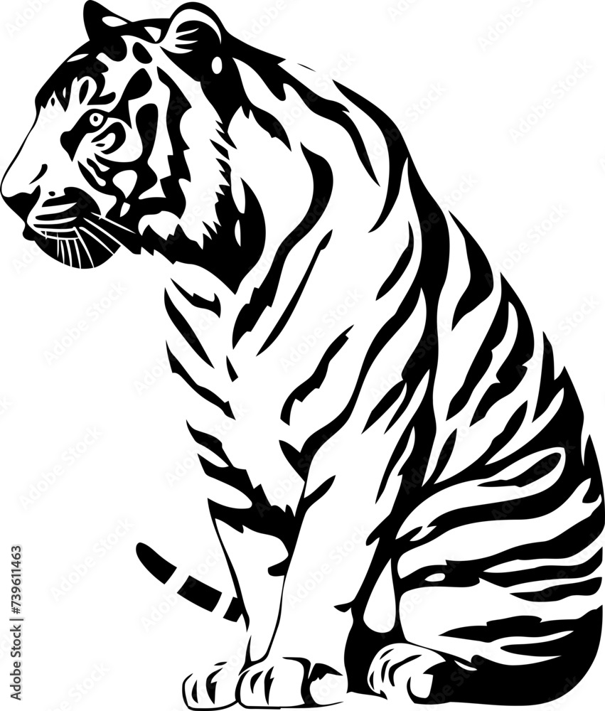 Handdrawn tiger drawing 