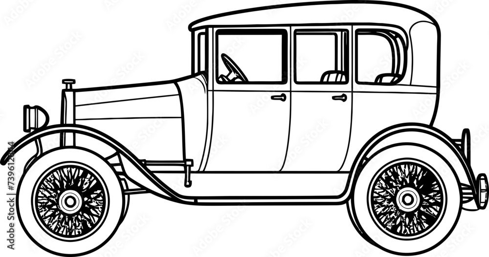 Antique car sketch drawing