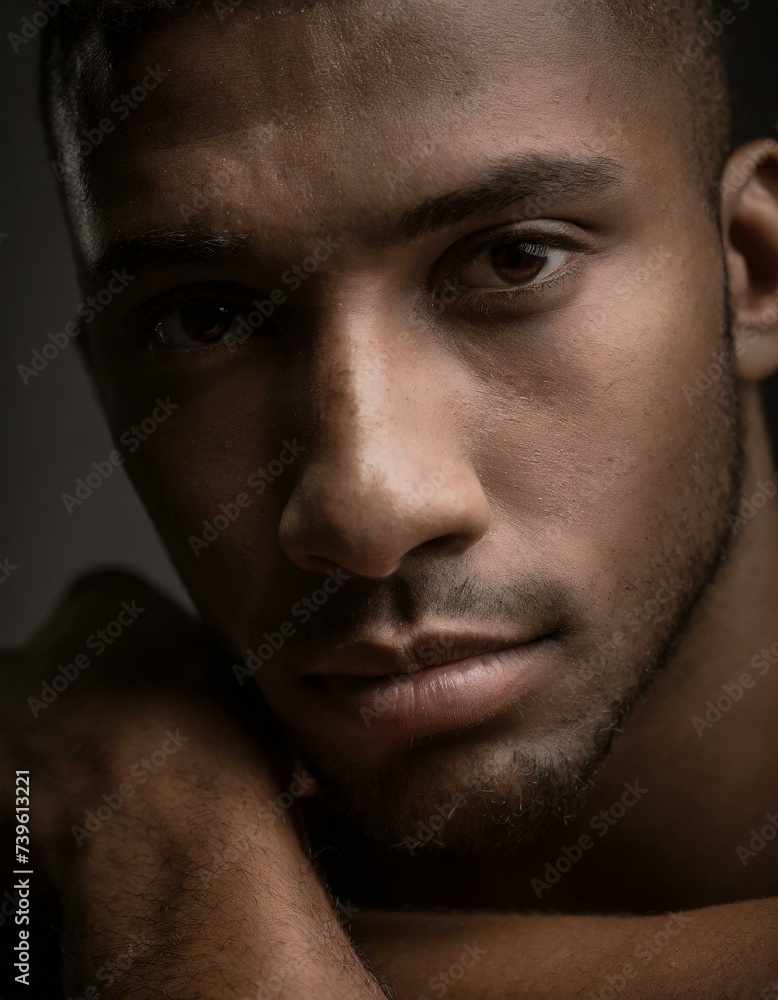Moody portrait close-up of a attractive young man Moody portrait close-up of a attractive young man