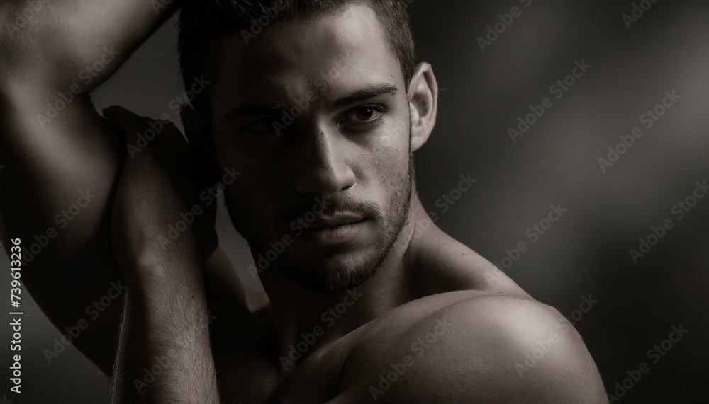 Moody portrait close-up of a attractive young man Moody portrait close-up of a attractive young man