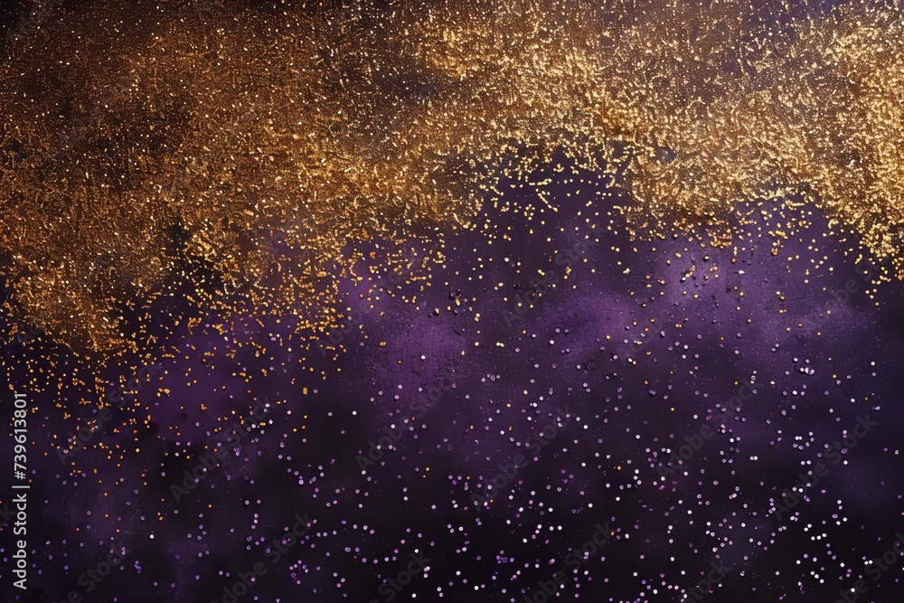 Glittering gold and purple background Ideal for festive occasions or luxury branding