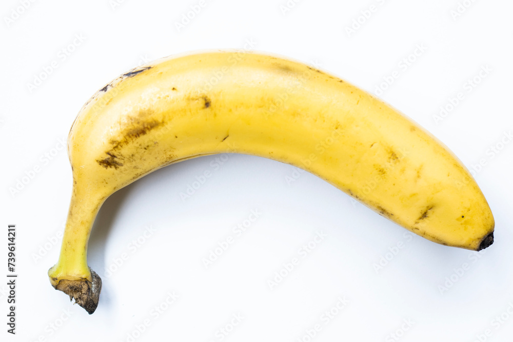 Ripe yellow banana isolated on white background