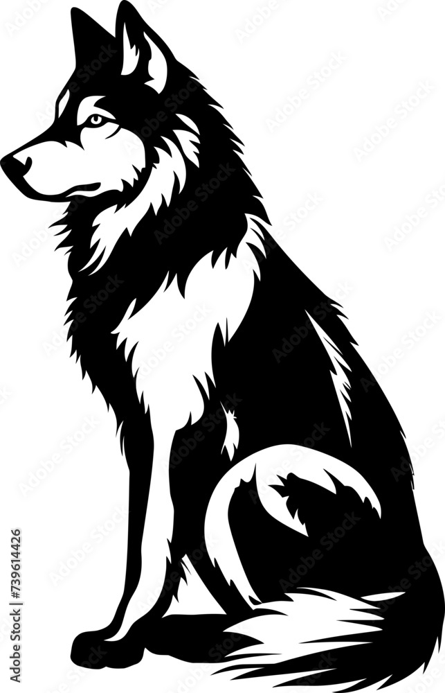 Fototapeta Handdrawn wolf drawing 