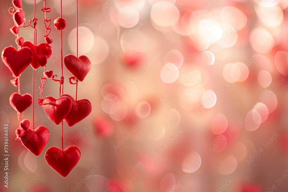 Valentine's day themed panoramic banner featuring a cascade of red hearts against a soft Romantic backdrop Symbolizing love and affection Valentine's day themed panoramic banner featuring a cascade of red hearts against a soft Romantic backdrop Symbolizing love and affection